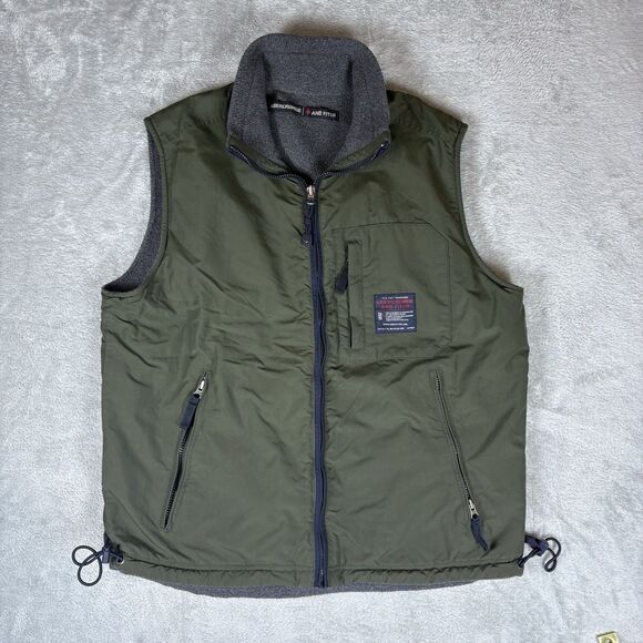 Abercrombie & Fitch Vest Mens M Green Reversible Full Zip Fleece Outdoor Y2K - Picture 1 of 6